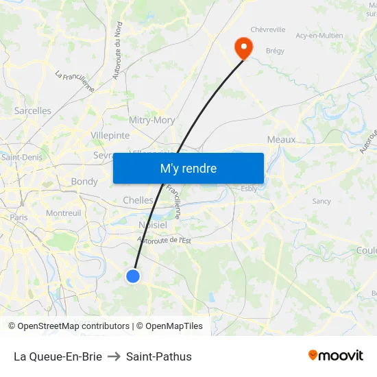 La Queue-En-Brie to Saint-Pathus map