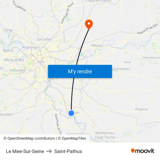 Le Mee-Sur-Seine to Saint-Pathus map