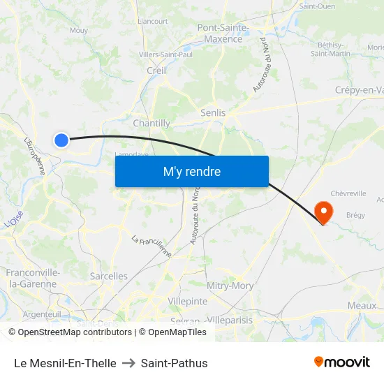 Le Mesnil-En-Thelle to Saint-Pathus map