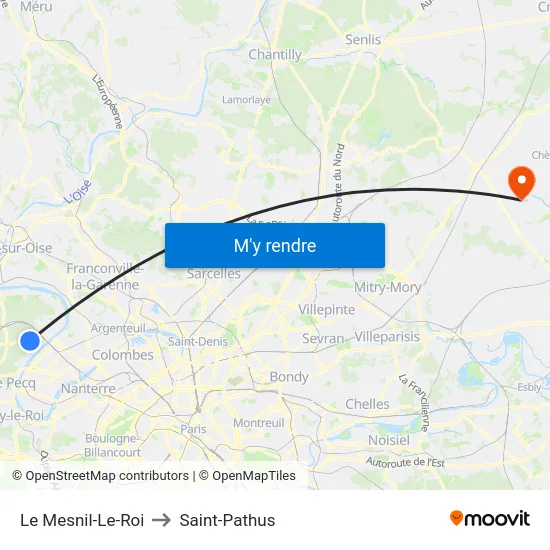 Le Mesnil-Le-Roi to Saint-Pathus map
