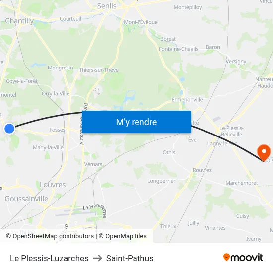 Le Plessis-Luzarches to Saint-Pathus map