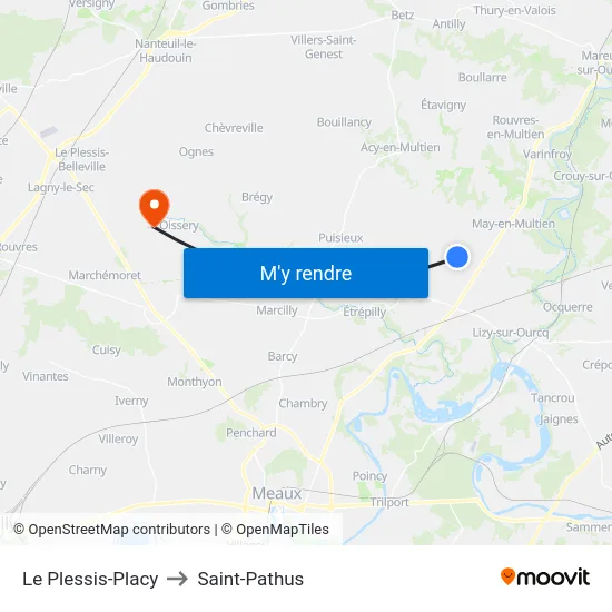 Le Plessis-Placy to Saint-Pathus map