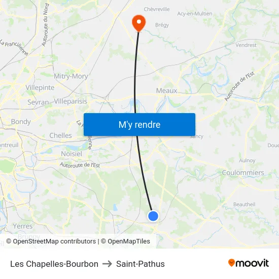Les Chapelles-Bourbon to Saint-Pathus map