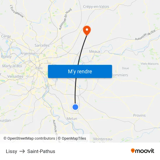 Lissy to Saint-Pathus map