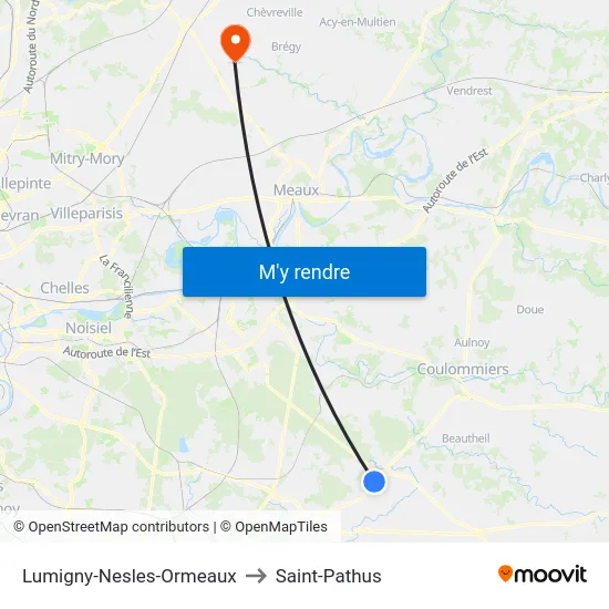 Lumigny-Nesles-Ormeaux to Saint-Pathus map