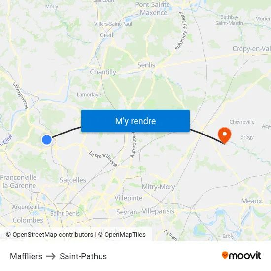 Maffliers to Saint-Pathus map