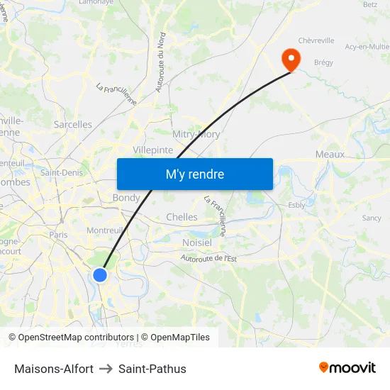 Maisons-Alfort to Saint-Pathus map
