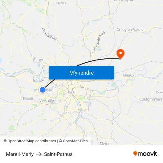 Mareil-Marly to Saint-Pathus map