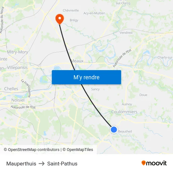 Mauperthuis to Saint-Pathus map