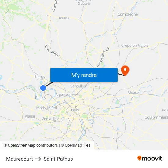 Maurecourt to Saint-Pathus map
