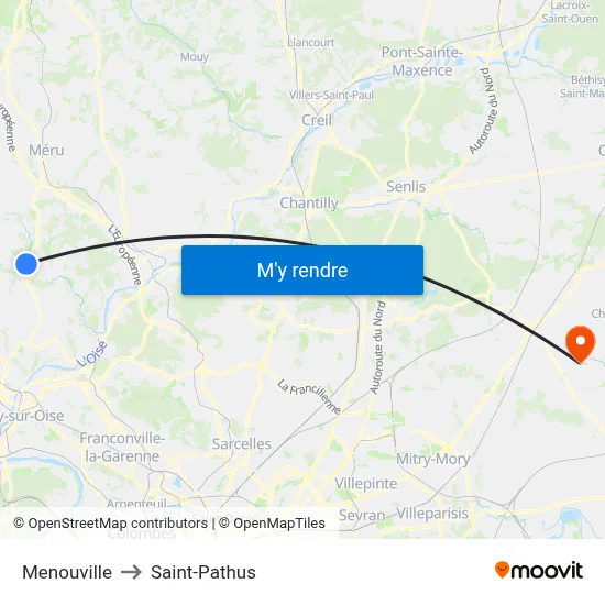 Menouville to Saint-Pathus map
