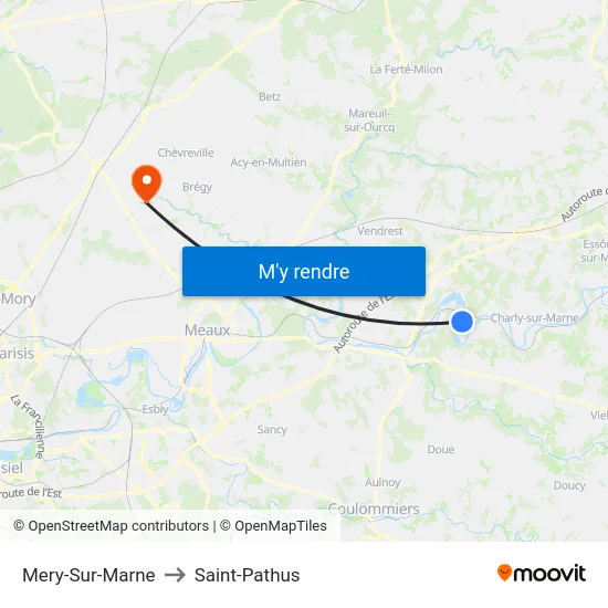 Mery-Sur-Marne to Saint-Pathus map
