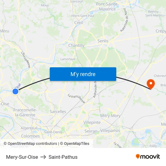 Mery-Sur-Oise to Saint-Pathus map