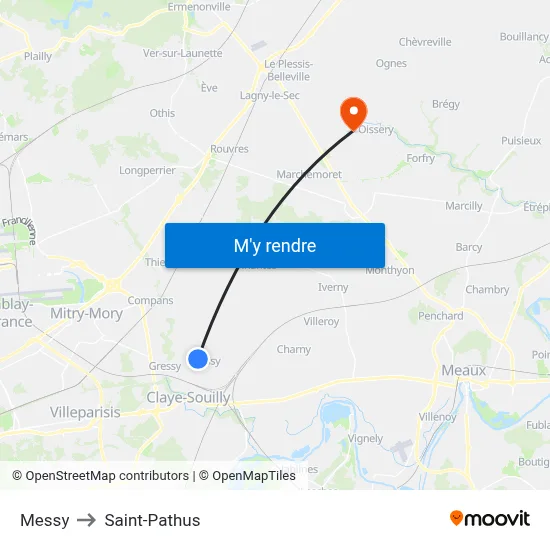 Messy to Saint-Pathus map