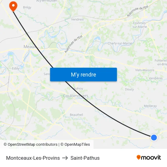 Montceaux-Les-Provins to Saint-Pathus map