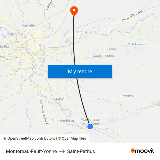 Montereau-Fault-Yonne to Saint-Pathus map