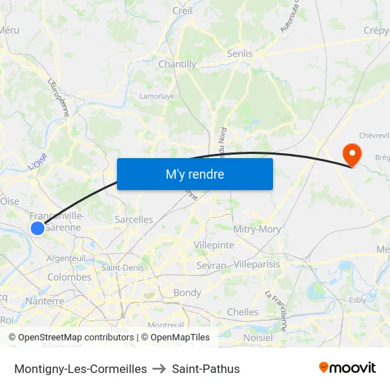 Montigny-Les-Cormeilles to Saint-Pathus map