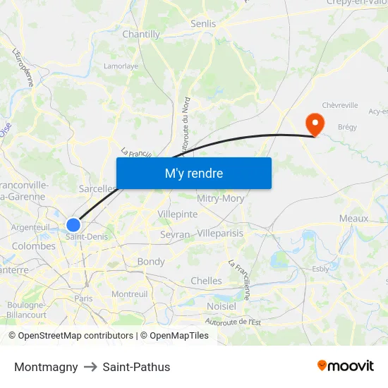 Montmagny to Saint-Pathus map