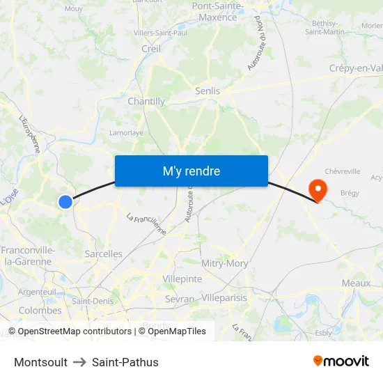 Montsoult to Saint-Pathus map