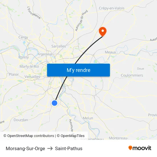 Morsang-Sur-Orge to Saint-Pathus map