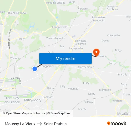 Moussy-Le-Vieux to Saint-Pathus map