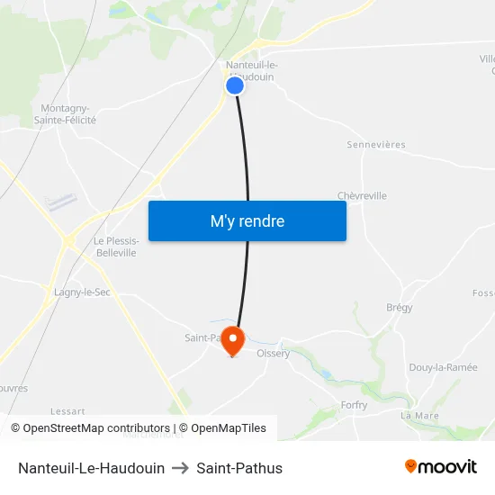 Nanteuil-Le-Haudouin to Saint-Pathus map
