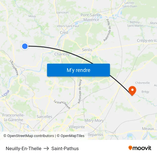 Neuilly-En-Thelle to Saint-Pathus map