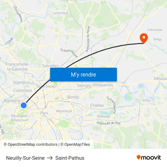 Neuilly-Sur-Seine to Saint-Pathus map