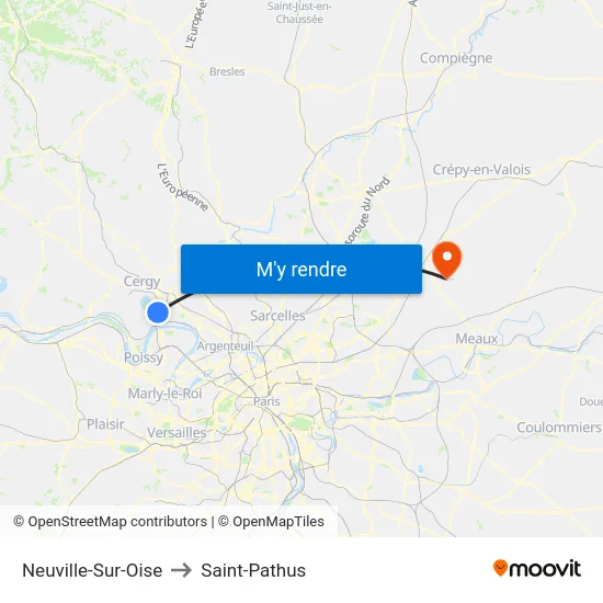 Neuville-Sur-Oise to Saint-Pathus map