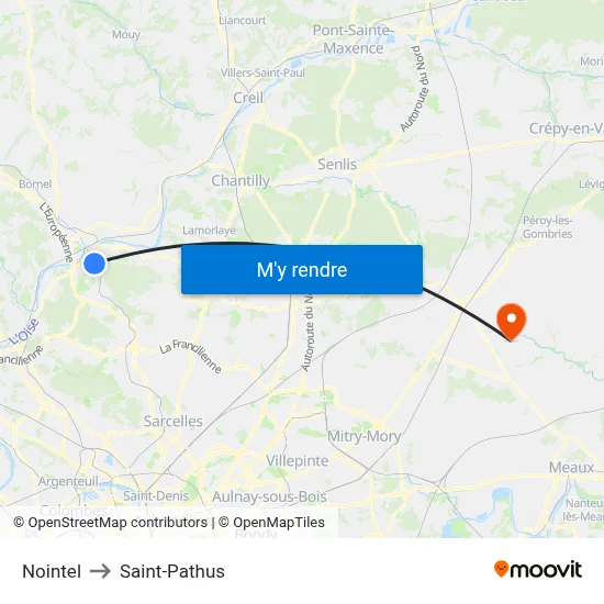 Nointel to Saint-Pathus map