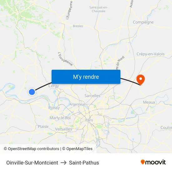 Oinville-Sur-Montcient to Saint-Pathus map
