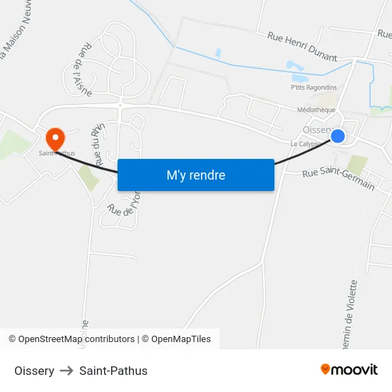 Oissery to Saint-Pathus map