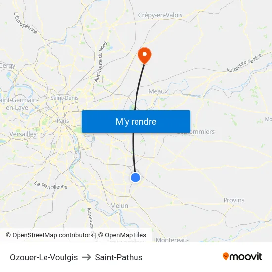 Ozouer-Le-Voulgis to Saint-Pathus map