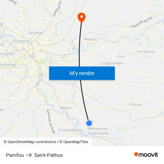 Pamfou to Saint-Pathus map