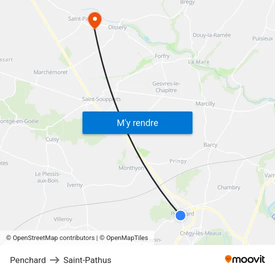 Penchard to Saint-Pathus map