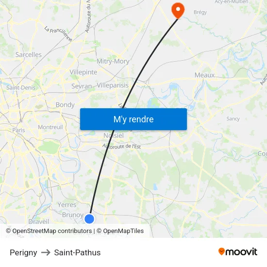 Perigny to Saint-Pathus map
