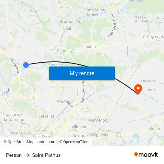 Persan to Saint-Pathus map