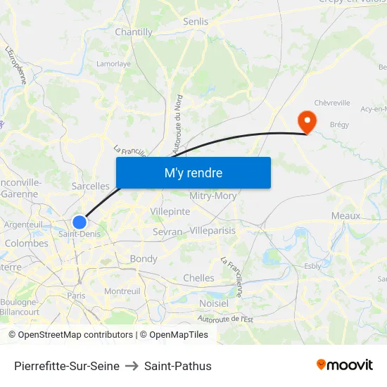 Pierrefitte-Sur-Seine to Saint-Pathus map