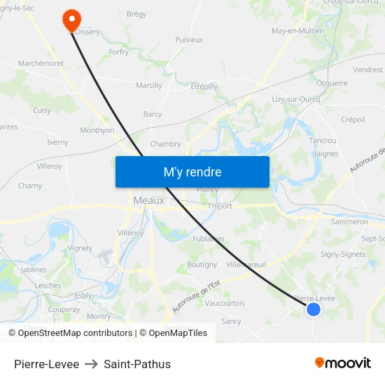 Pierre-Levee to Saint-Pathus map