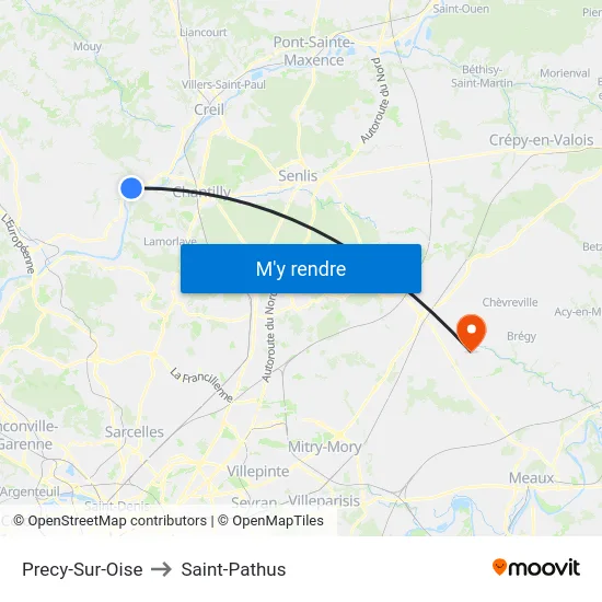 Precy-Sur-Oise to Saint-Pathus map