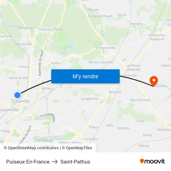 Puiseux-En-France to Saint-Pathus map