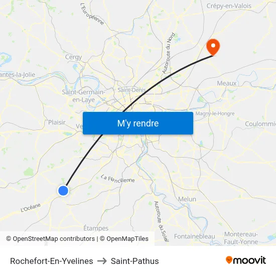 Rochefort-En-Yvelines to Saint-Pathus map