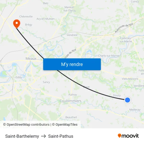 Saint-Barthelemy to Saint-Pathus map