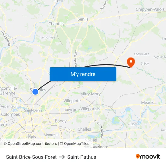Saint-Brice-Sous-Foret to Saint-Pathus map