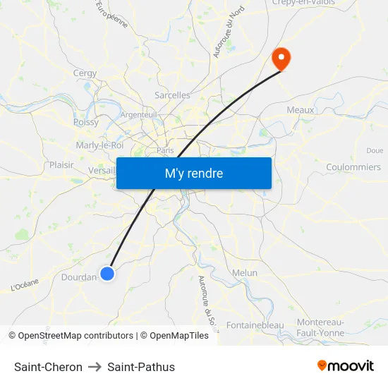 Saint-Cheron to Saint-Pathus map