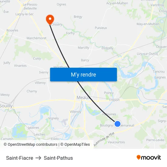Saint-Fiacre to Saint-Pathus map