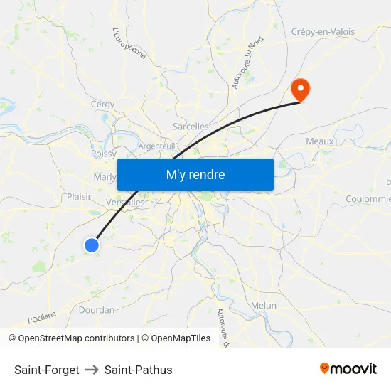 Saint-Forget to Saint-Pathus map