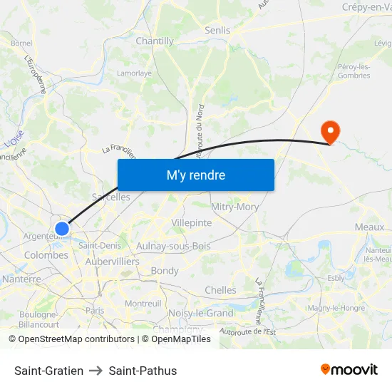 Saint-Gratien to Saint-Pathus map