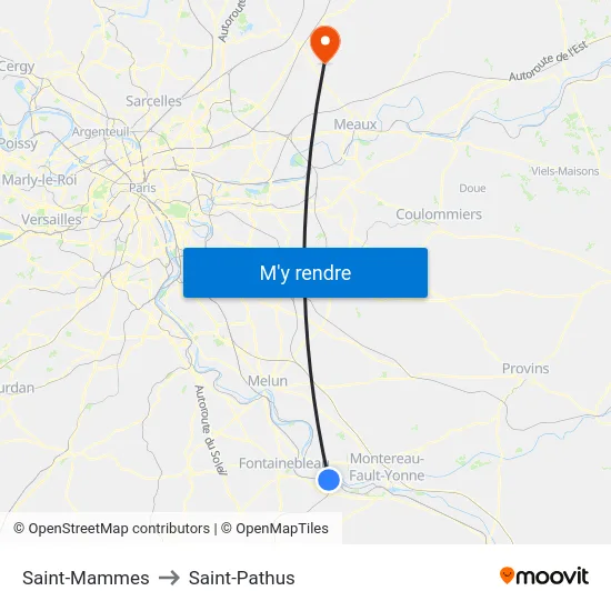 Saint-Mammes to Saint-Pathus map