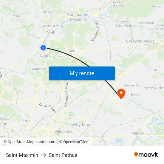 Saint-Maximin to Saint-Pathus map